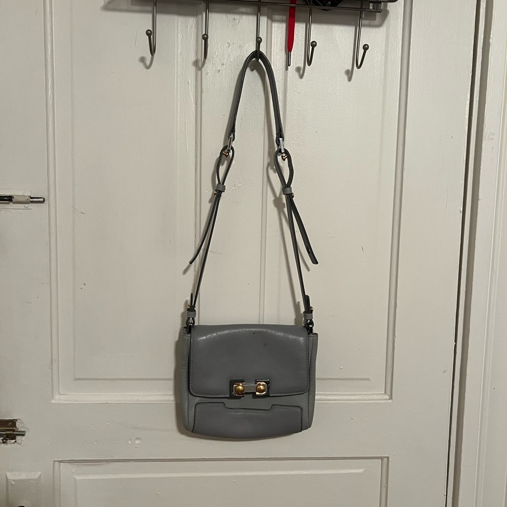 Gray/Blue Leather Crossbody Bag